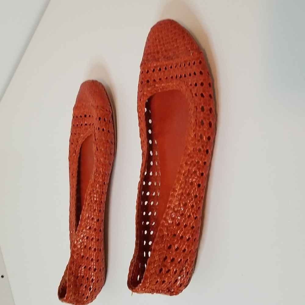 Audrey Brooke Vero Cuoiro Orange Flats - Picture 5 of 8